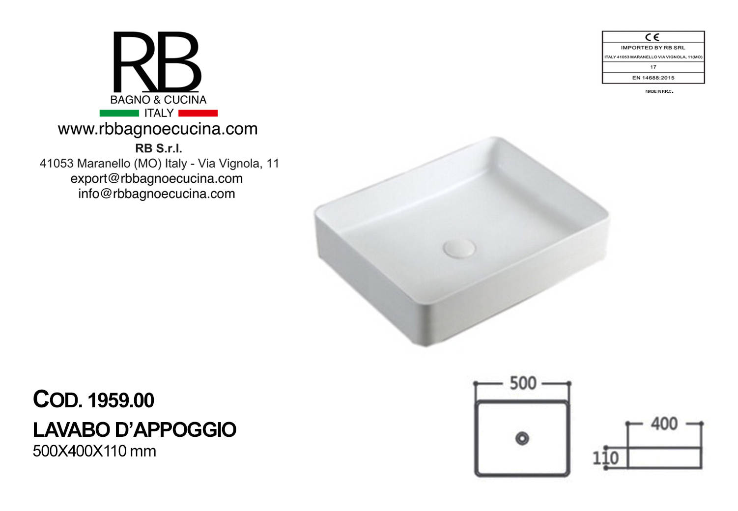 1959.00-Lavabo d'appoggio in Ceramica Bianco Lucido - immagine 2