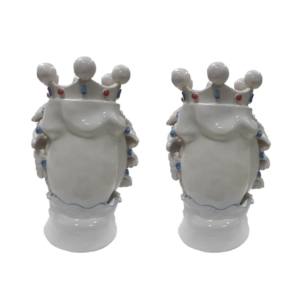 4691.41 Teste di Moro in Ceramica Siciliana H Cm.40x28 Forgiate e Decorate a Mano - immagine 3