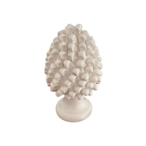 4700.34 Pigna in Ceramica Siciliana H Cm.25x13 Forgiate e Decorate a Mano Smaltata Beige Lucida.