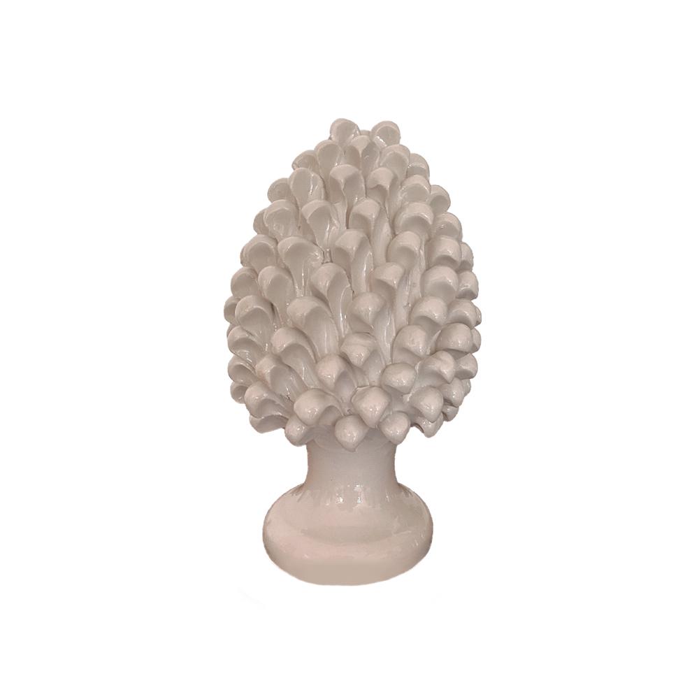 4700.34 Pigna in Ceramica Siciliana H Cm.25x13 Forgiate e Decorate a Mano Smaltata Beige Lucida. - immagine 2