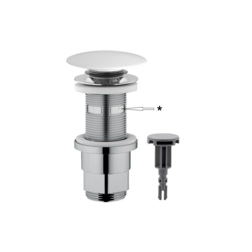 1909.01- Piletta Universale in ABS per Lavabo e Bidet da 1"1/4 Tappo Bianco Matt