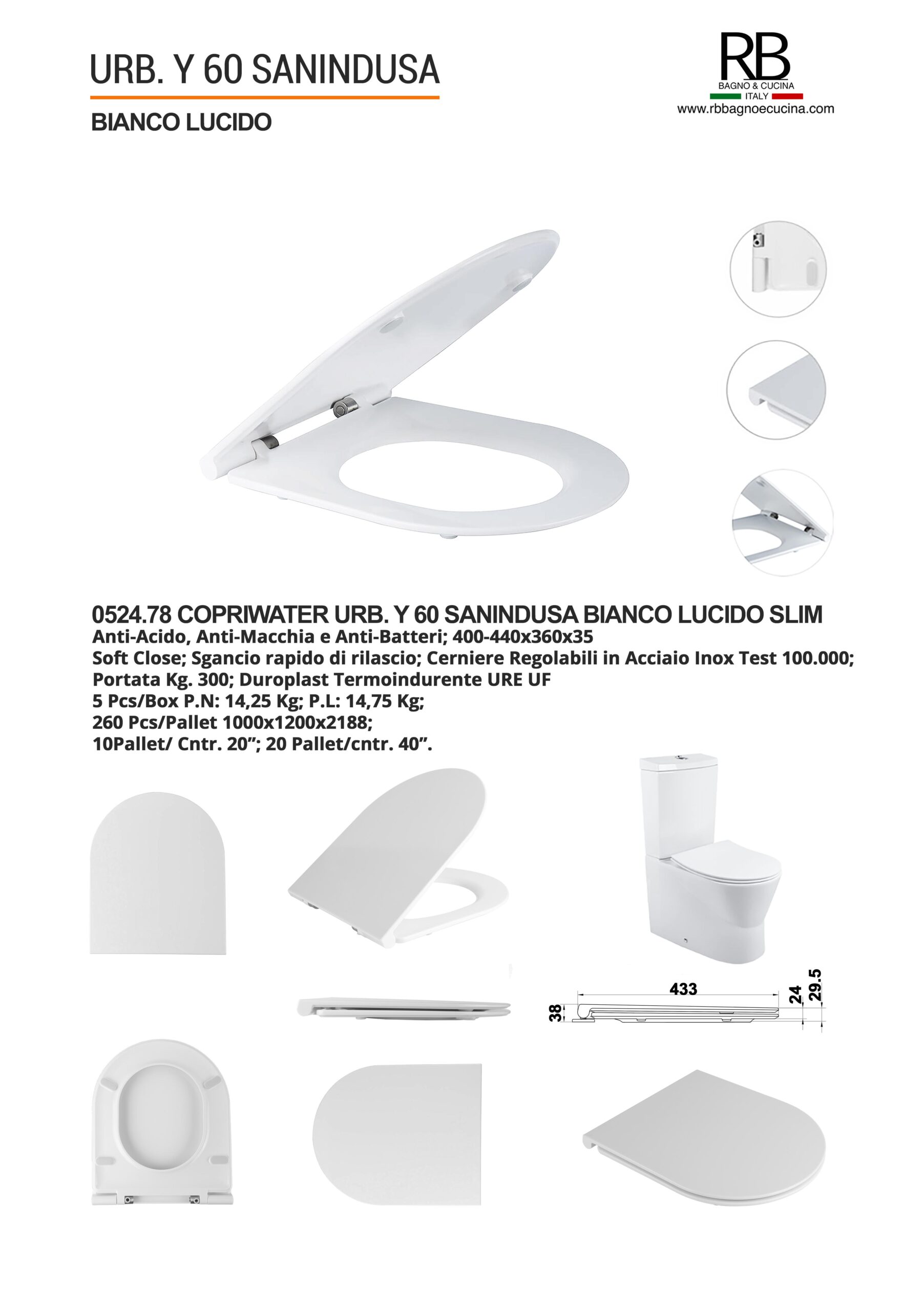 Sanindusa -0524.78 Urb. y 60 Bianco Lucido - immagine 9