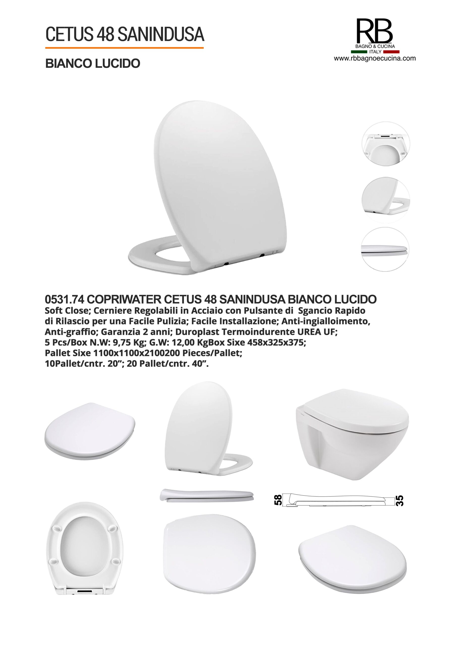 Sanindusa -0531.74 Cetus 48 Bianco Lucido - immagine 7