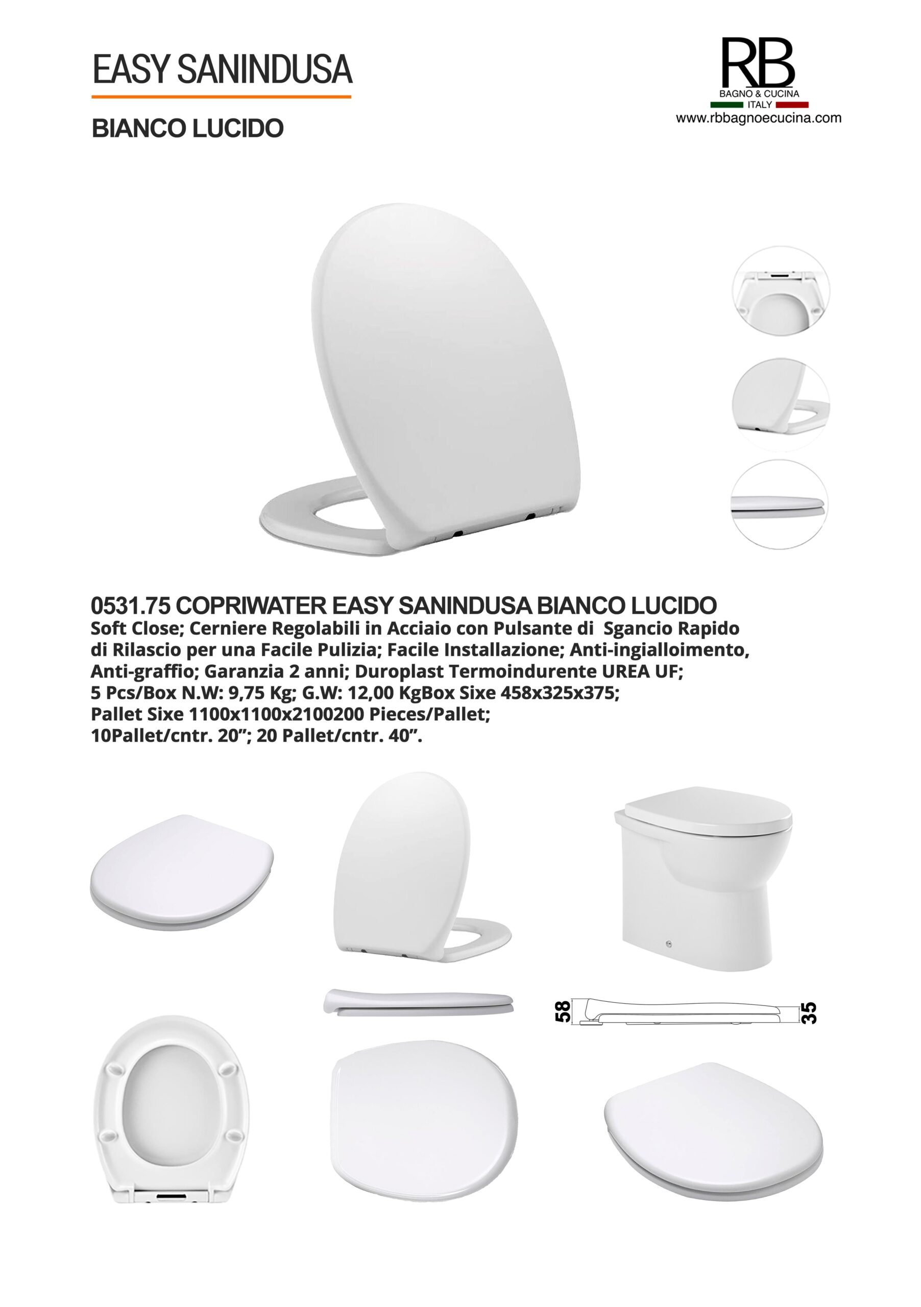 Sanindusa -0531.75 Easy Bianco Lucido - immagine 7