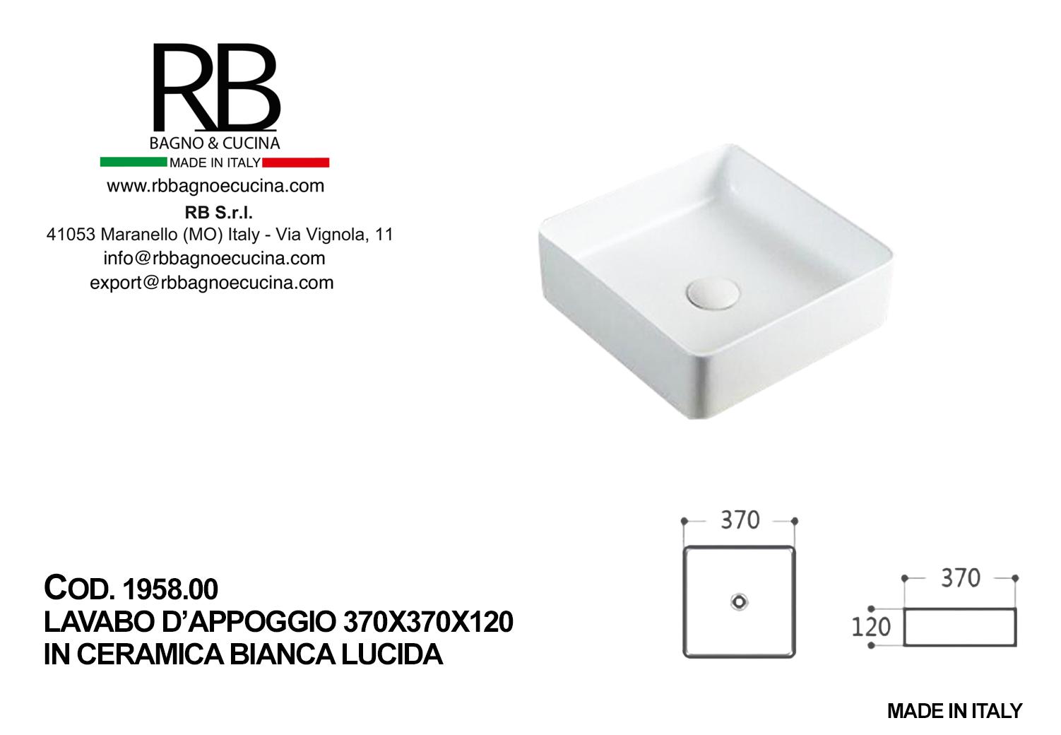 1958.00-Lavabo d'appoggio in Ceramica Bianco Lucido - immagine 2