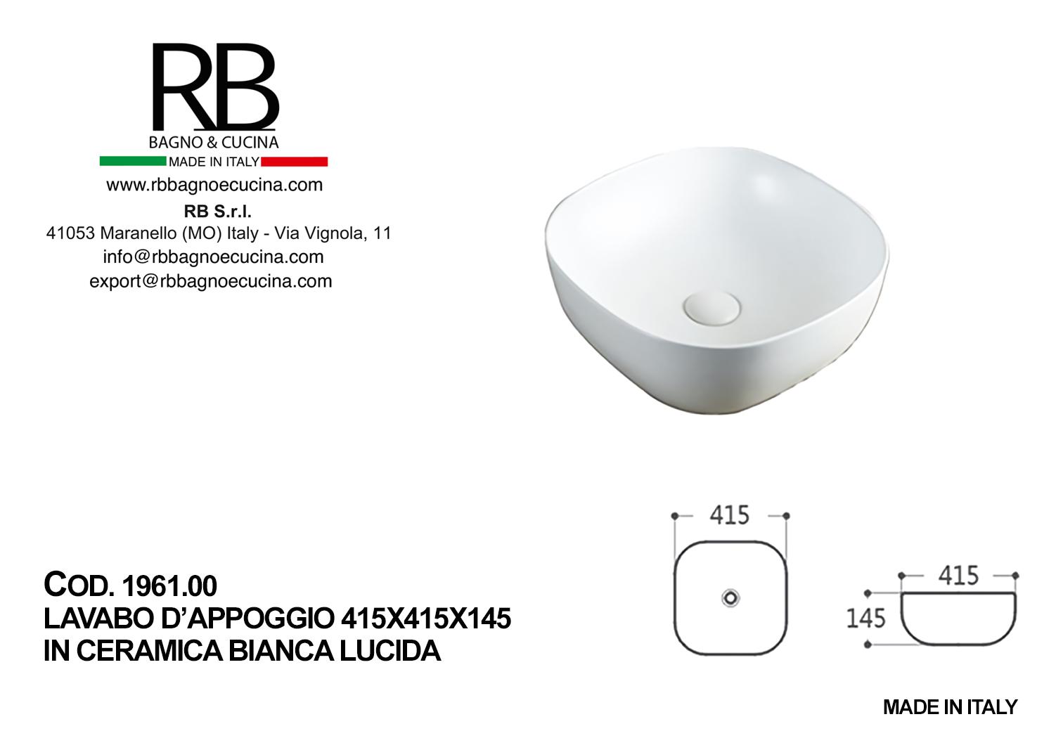 1961.00-Lavabo d'appoggio in Ceramica Bianco Lucido - immagine 2